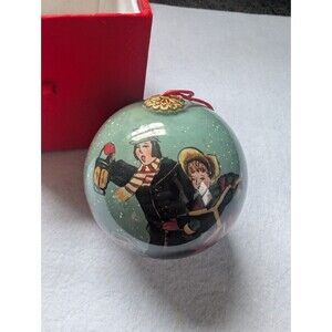 Christmas Ornament w/Box Reverse Hand Painted Glass Ball Carollers